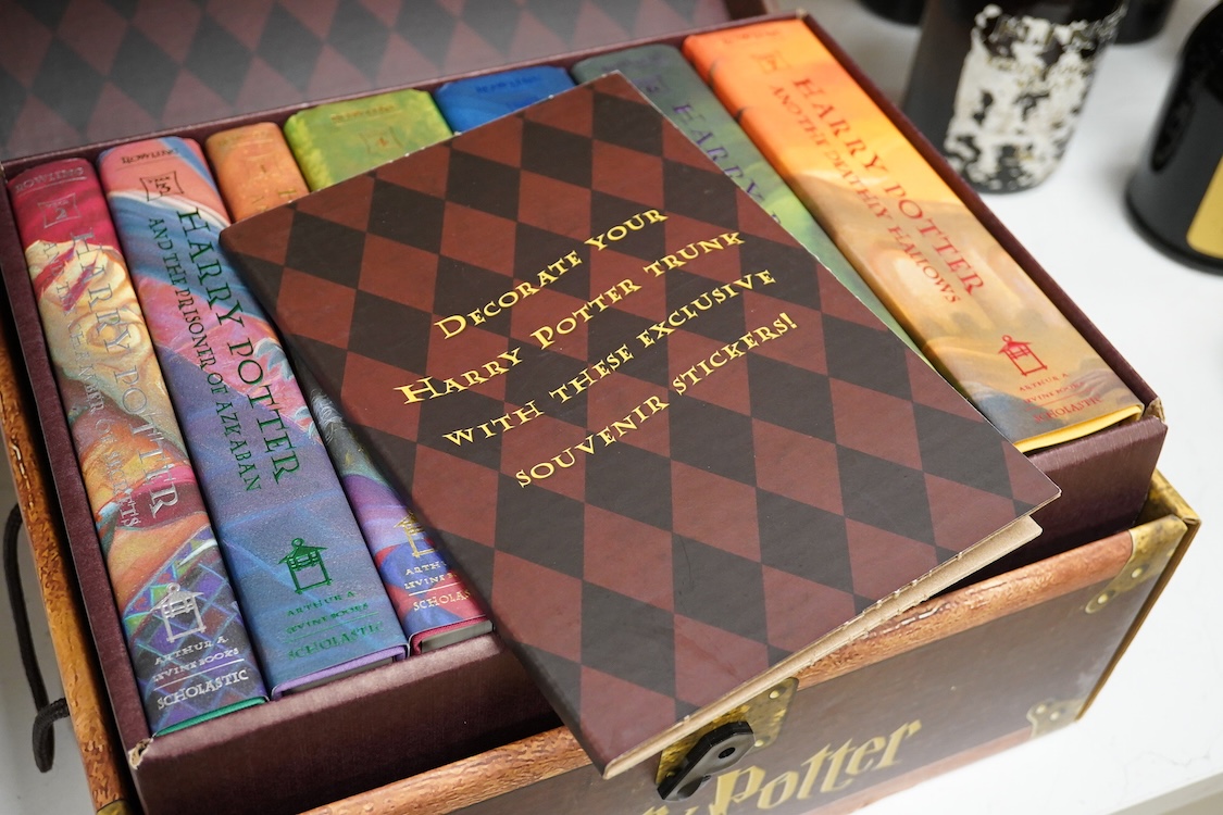 Books: Harry Potter cased set of seven books. American first editions., Half Blood Prince 2005 - first printing, Deathly Hallows 2007 - first printing